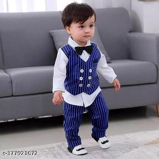 Kids Boys Party Wear Black & White Clothing Set